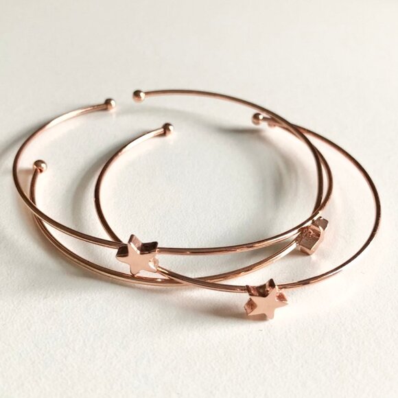 Rose Gold Star Cuff Bracelets - Picture 6 of 8